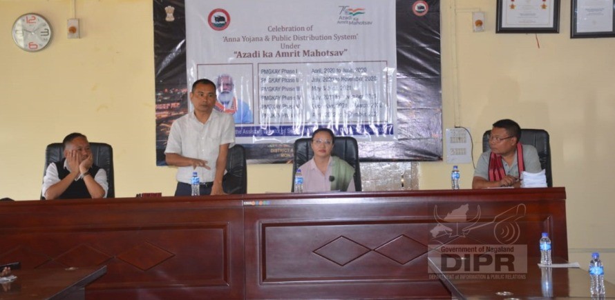 Officials during the celebration of Anna Yojana & Public Distribution System in Mon on April 26. (DIPR Photo) 